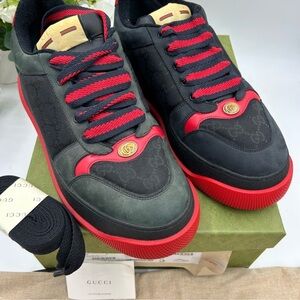 Men’s Gucci SCREENER sneakers in black GG canvas/leather size 12